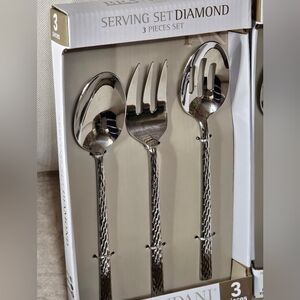 BRANDANI ITALY DIAMOND HOTEL COLLECTION 3 pc STAINLESS STEEL SERVING SET htf